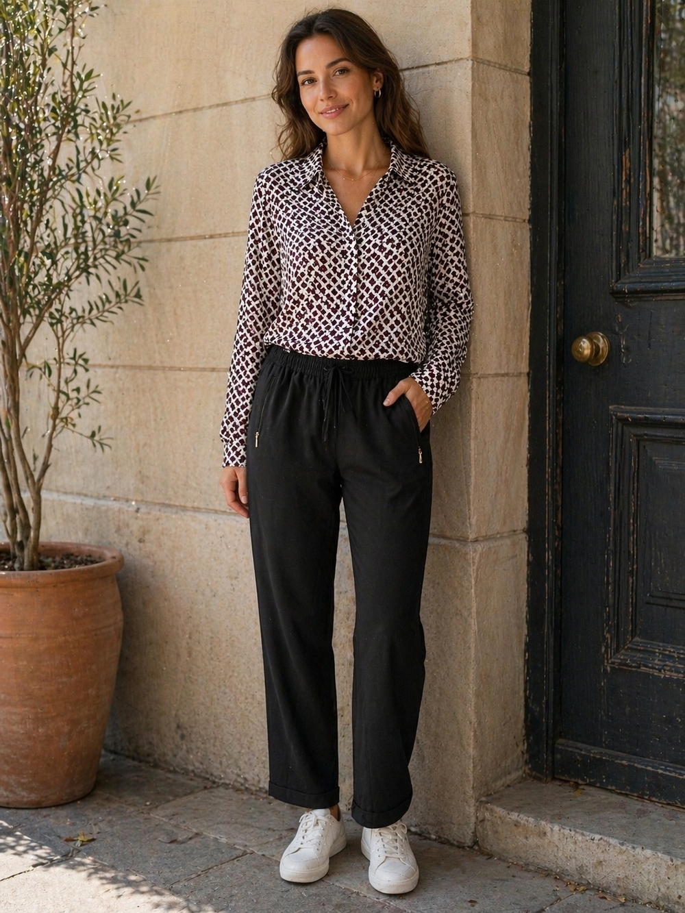 Chico's Black Straight-Leg Drawstring Pants